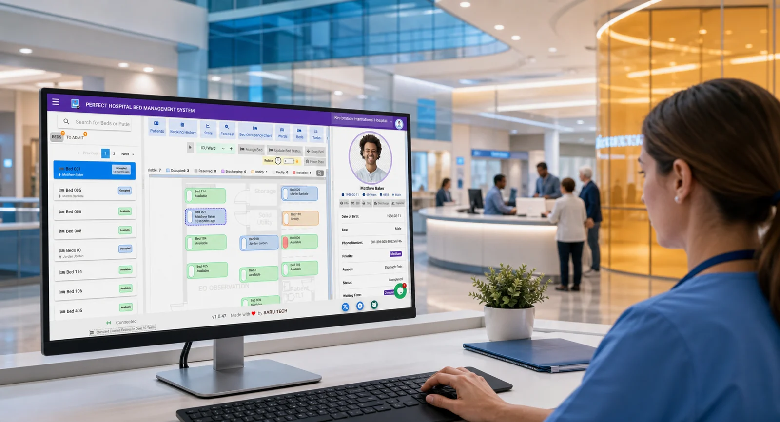 Perfect Hospital Bed Management System in a professional work environment