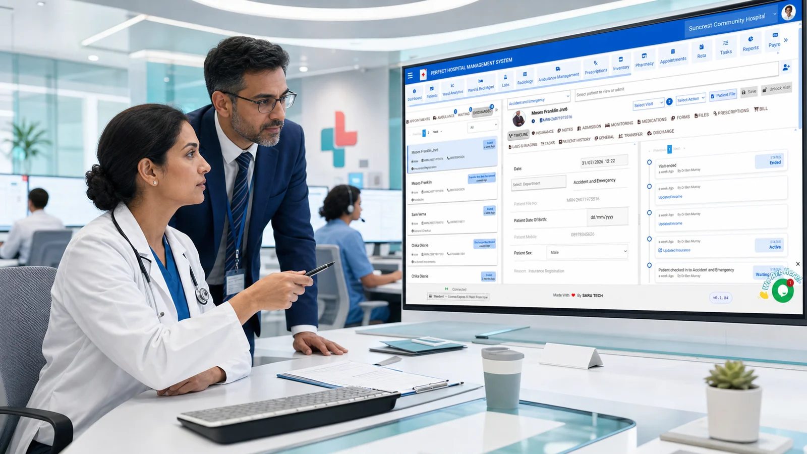 Perfect Hospital Management System shown in a professional work environment
