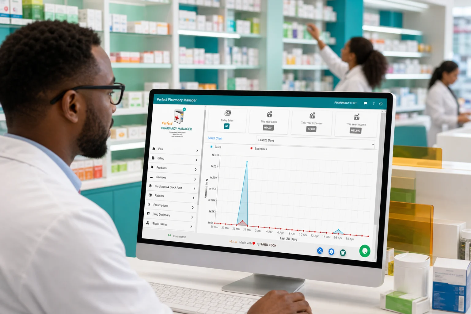 Perfect Pharmacy Manager in a professional work environment