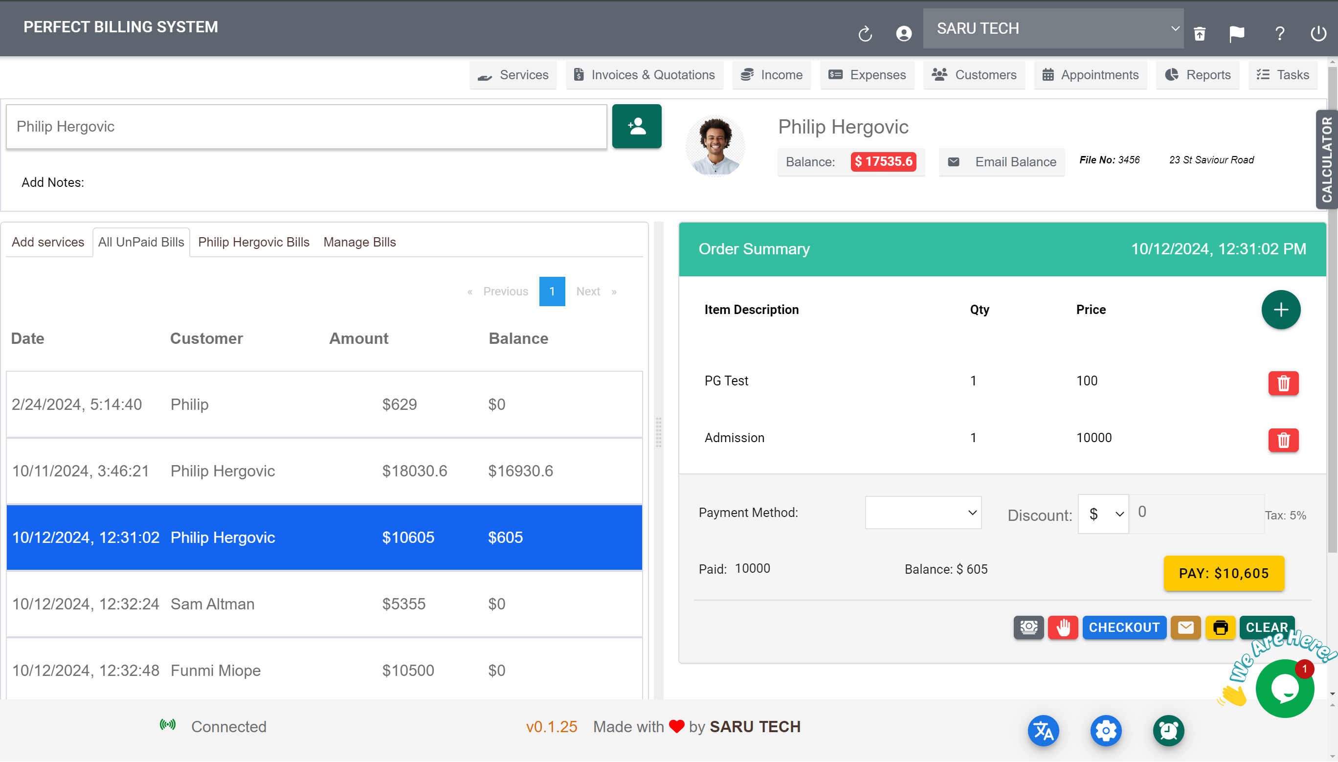 Customer Balances and unpaid bills management