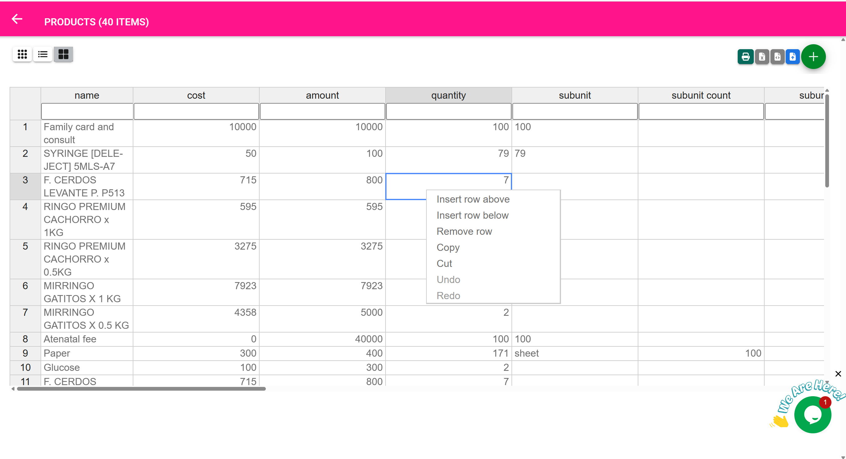 Manage Items View