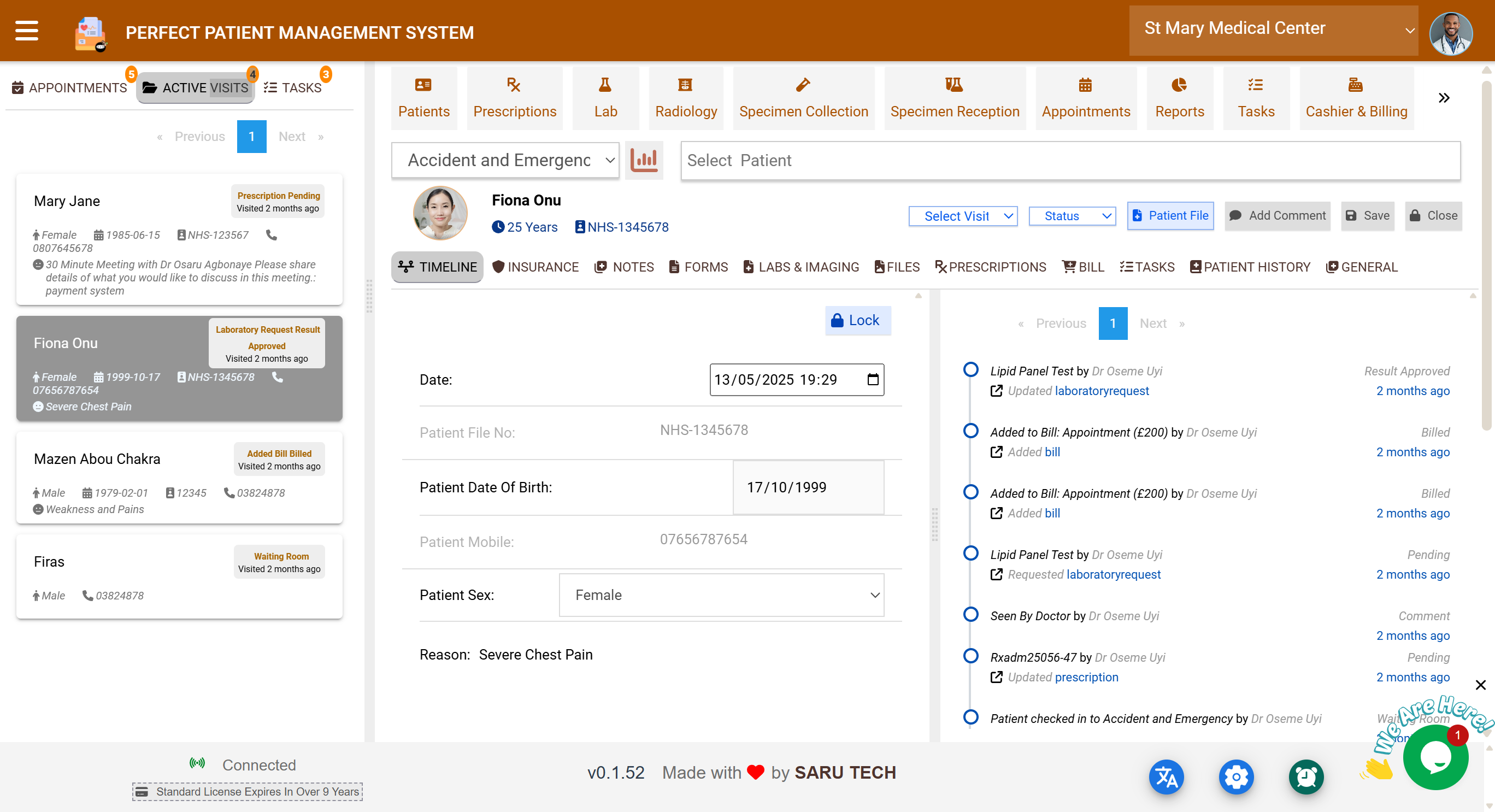 Patient Visit Timeline Tracking