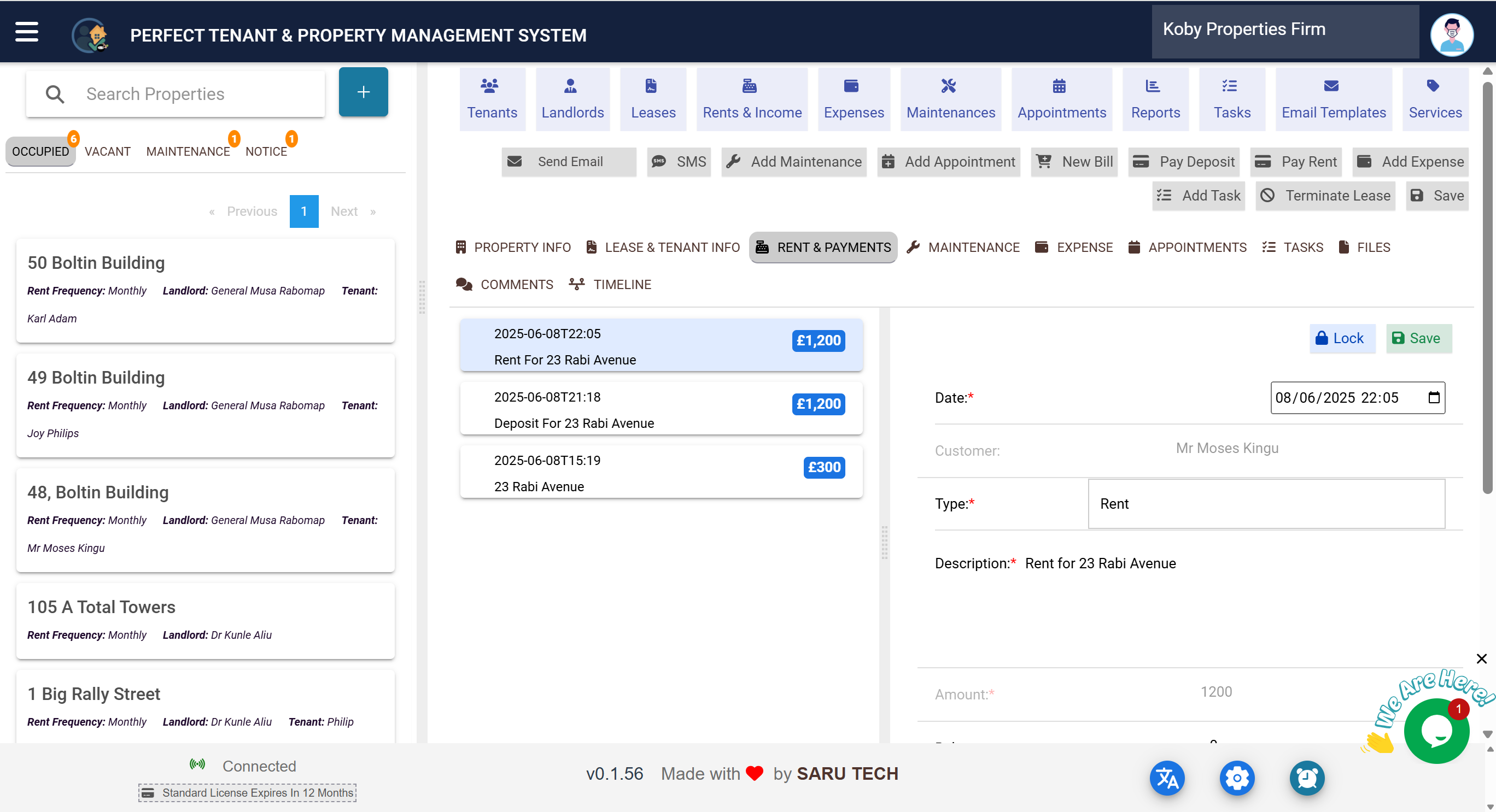Rent Collection & Income Tracking Screenshot