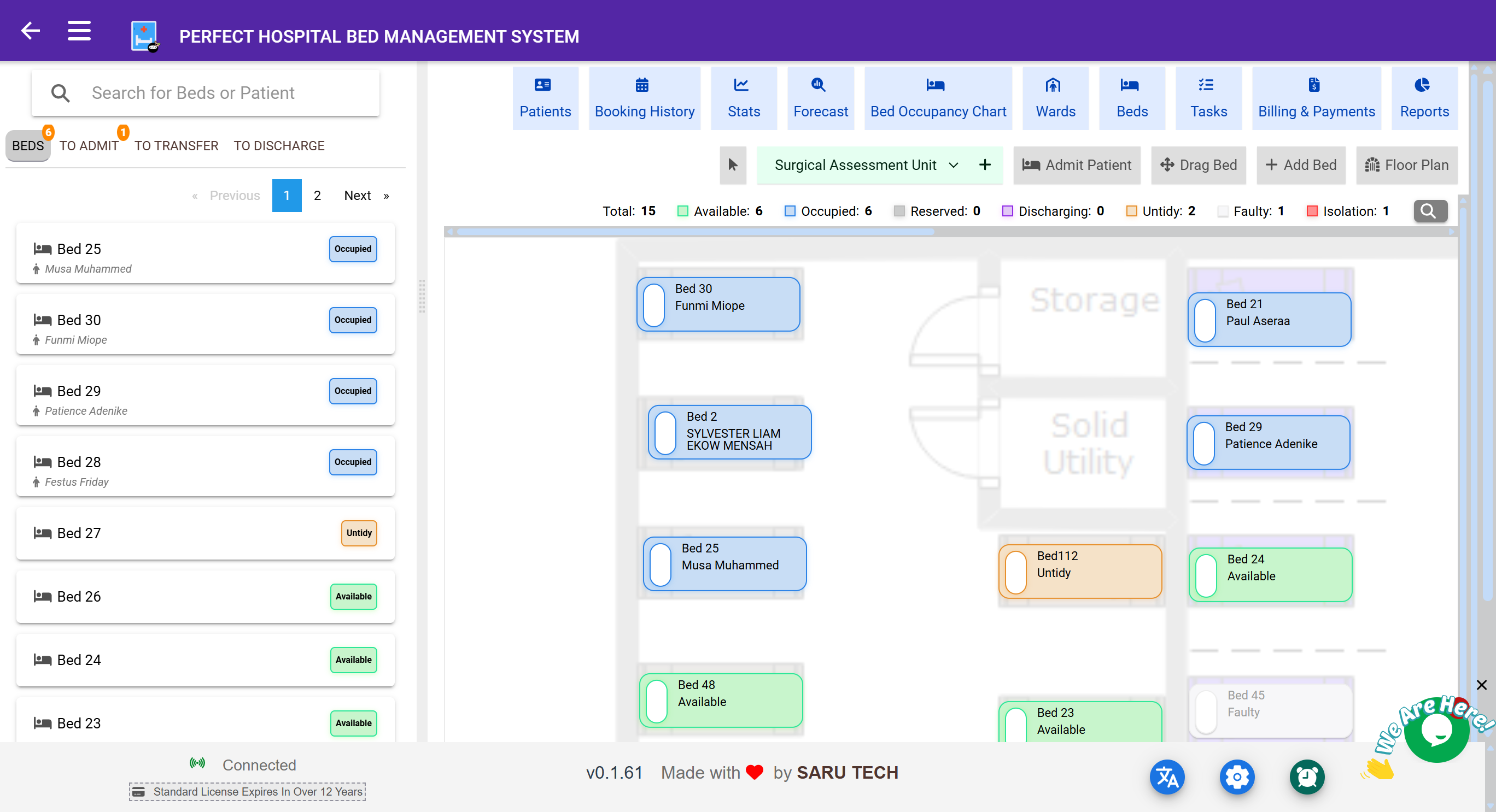 Bed Management Screenshot