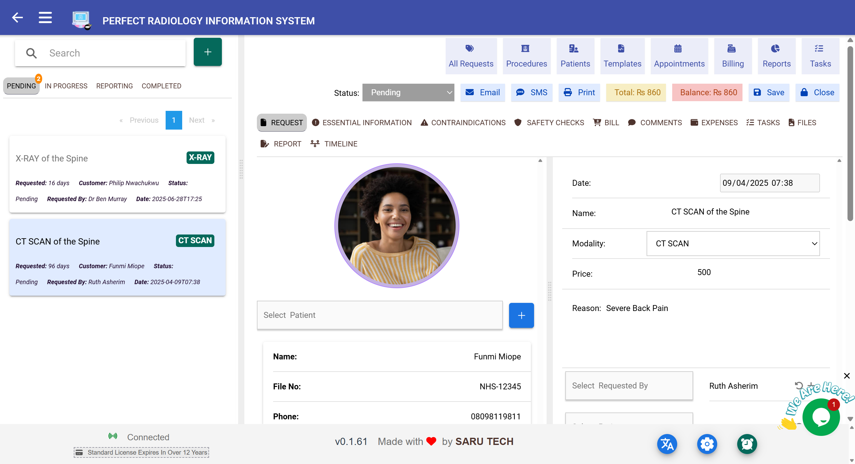 Radiology Management Screenshot
