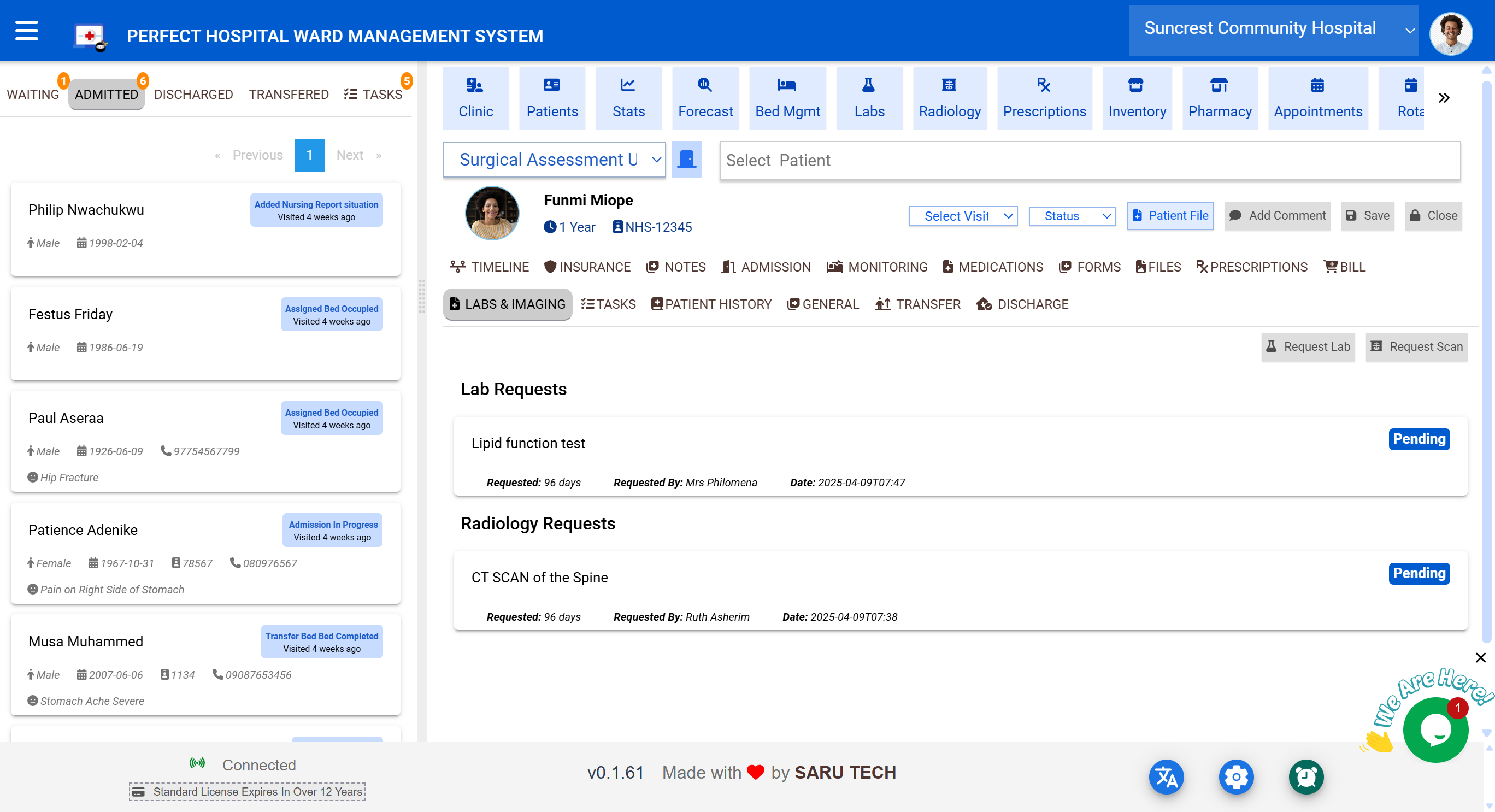 Labs and Radiology Tab Screenshot